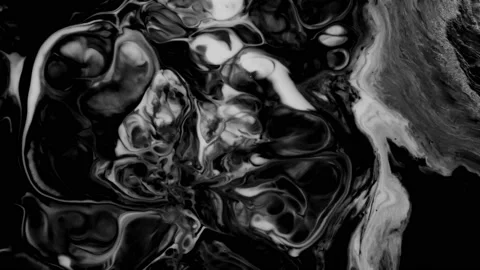 Abstract black and white artwork as a result of mixing paint Stock Footage 157763204