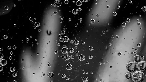 Abstract black and white background with oil drops on water. Stock-Footage 78603639