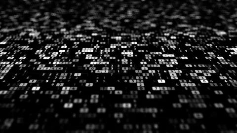 Abstract black and white background with the data in many rows of changing Stock Footage 120181357