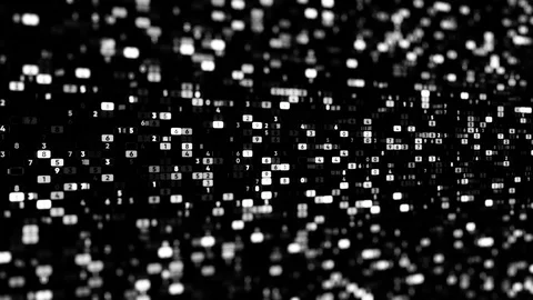 Abstract black and white background with the data in many rows of changing Stock Footage 120336901