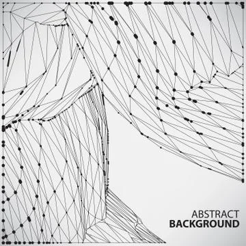 Abstract black and white background with dots and lines on theme Stock Illustration