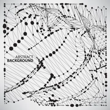 Abstract black and white background with dots and lines on theme Stock Illustration
