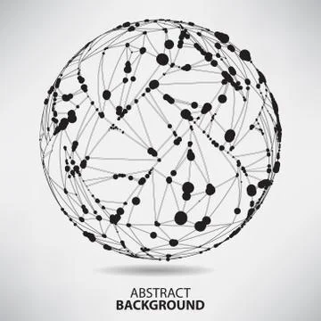 Abstract black and white background with dots and lines on theme Stock Illustration