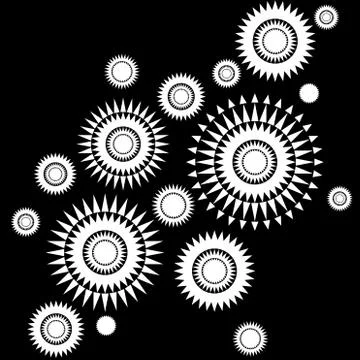 Abstract black and white background with round shapes Illustrazione stock