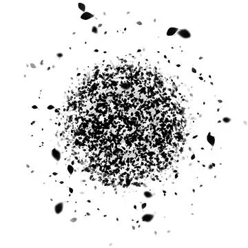 Abstract black and white background with falling petals. Design element. Ve.. Illustrazione stock