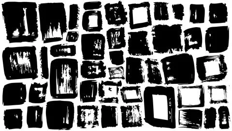 Abstract black and white background with grunge squares, rectangles drawn Stock Illustration