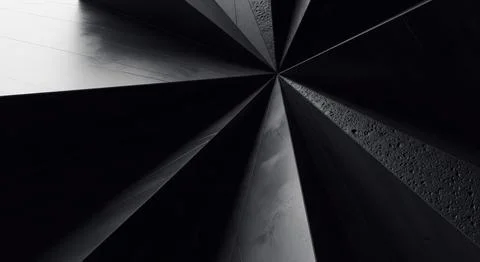 Abstract black and white background with dynamic converging lines and shadows Stock Illustration