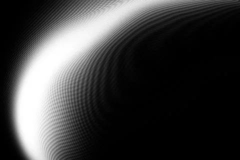 Abstract black and white background with glowing light wave pattern Stock Illustration