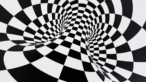 Abstract black and white checker torus optical illusion animation Stock Footage 268757845