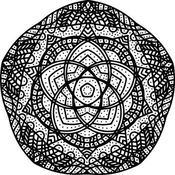 Abstract black and white circular mandala pattern on a white background Stock Illustration