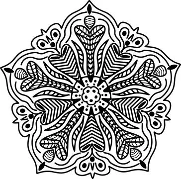 Abstract black and white circular mandala pattern on a white background Stock Illustration