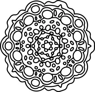 Abstract black and white circular mandala pattern on a white background Stock Illustration