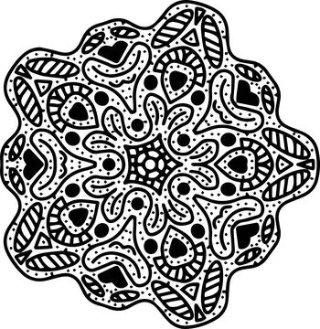 Abstract black and white circular mandala pattern on a white background Stock Illustration