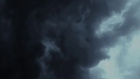 Abstract Black and White Cloudy Sky with Sound of Thunder Stock Footage 303210966