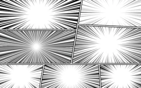 Abstract black and white comic page background art template. Illustrazione stock