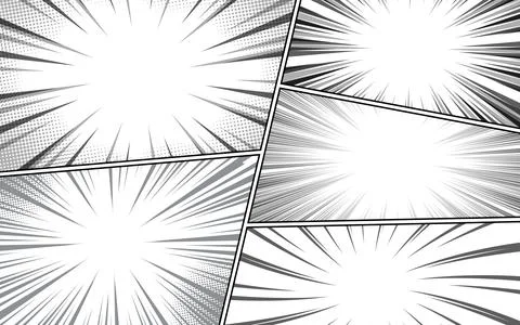 Abstract black and white comic page background art template. イラスト素材