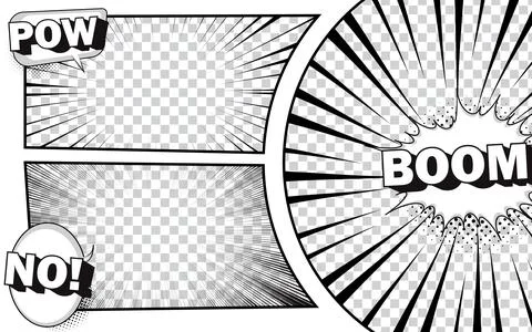 Abstract black and white comic page background art template. Stock Illustration
