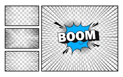 Abstract black and white comic cartoon with set. 스톡 일러스트