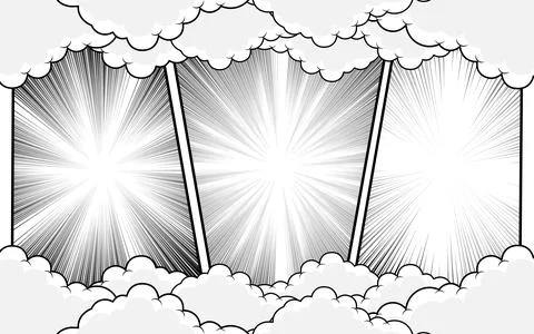 Abstract black and white comic page background art template. Stock Illustration