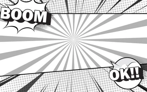 Abstract black and white comic page background art template. 스톡 일러스트