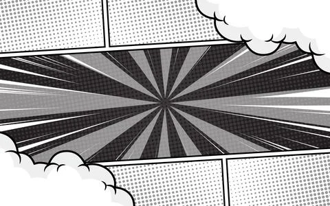 Abstract black and white comic page background art template. 스톡 일러스트