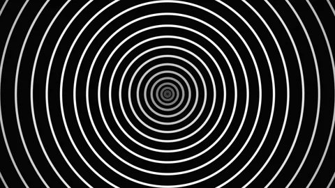 Abstract Black and White Concentric Circles Optical Illusion Tunnel Motion Loop Stock Footage 346982322