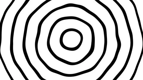 Abstract Black and White Concentric Circle Pattern Stock Illustration