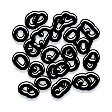 Abstract black and white connected interlocking loops background Stock Illustration