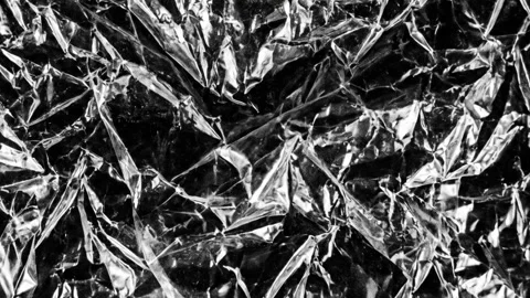 Abstract Black and White Crumpled Plastic Texture Background Stock Footage 333350092