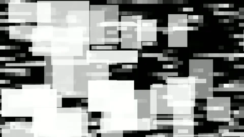Abstract black and white digital glitch effect with flickering pixelated noise 库存影片 345761961