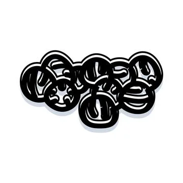 Abstract black and white doodle circles pattern Stock Illustration