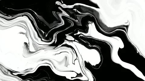 Abstract black and white fluid marbling background, flowing ink texture, se.. 库存影片 342041100