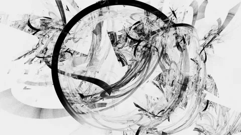 Abstract Black and White Geometric Fractal Circles Motion Background Stock Footage 345961517