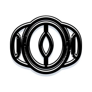 Abstract black and white geometric modern oval icon Stock Illustration