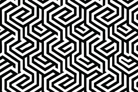 Abstract black and white geometric maze pattern background イラスト素材