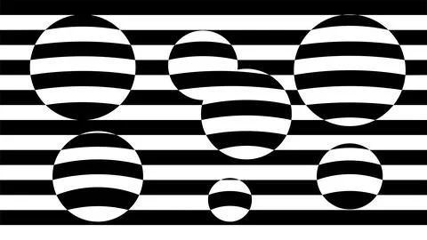 Abstract black and white geometric pattern with horizontal lines and circle.. Illustrazione stock