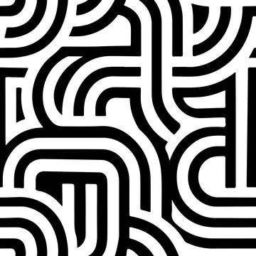Abstract Black and White Geometric Lines Seamless Pattern Vector Stock Illustration