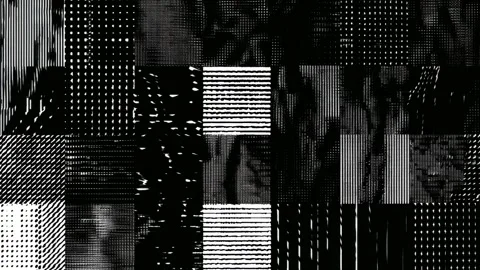 Abstract black and white glitch pattern background with shifting dots and s.. Stock Footage 342046850