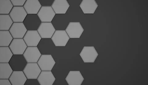 Abstract black and white hexagonal background rendered Stock Illustration
