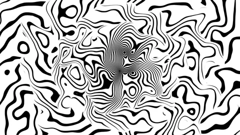 Abstract black and white hypnotic background with swirling lines creating o.. Stock Footage 303263313