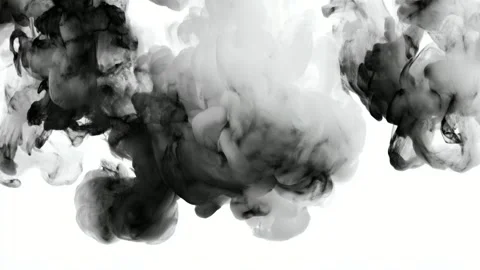 Abstract black and white ink clouds swirling on white background, backgroun.. Stockbeeldmateriaal 342041215