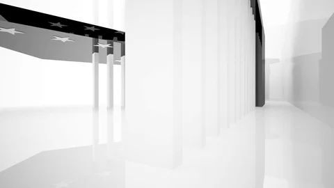 Abstract black and white interior with future columns and decor Vídeo Stock 85003818