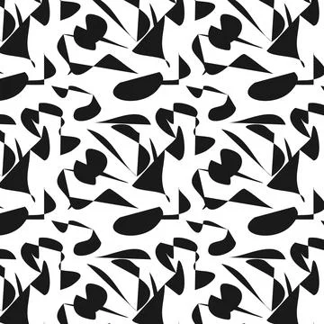Abstract black and white leaf seamless pattern Stock Illustration