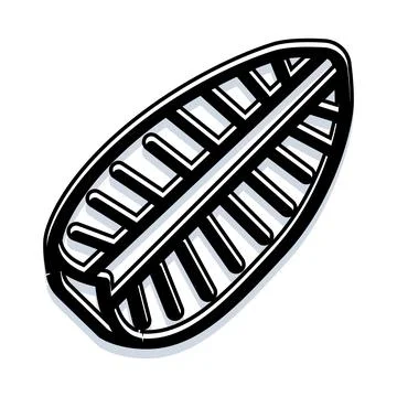 Abstract black and white leaf outline icon Stock Illustration