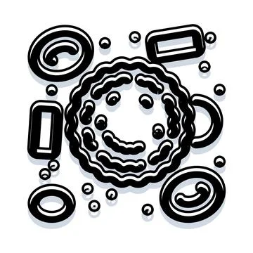 Abstract black and white line art shapes illustration 스톡 일러스트