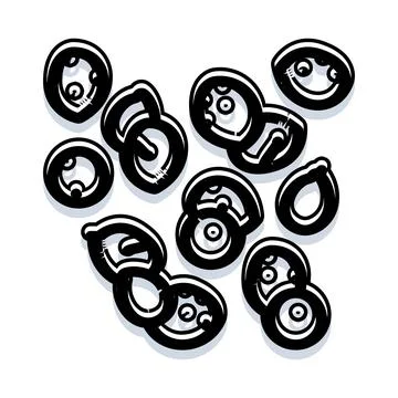 Abstract black and white line art elements Stock Illustration