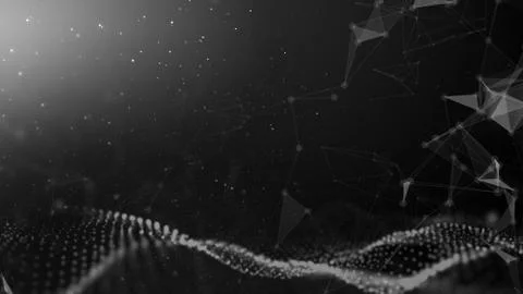 Abstract black and white lines triangulars technology connects and science Stock Illustration