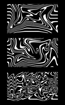 Abstract black and white liquid marble wavy lines background texture イラスト素材