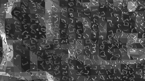 Abstract black and white low poly waving 3D surface as geometric mesh. Grey Stock Footage 76053538