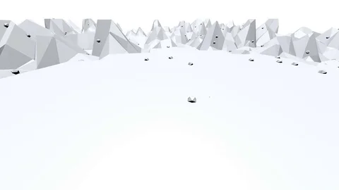 Abstract black and white low poly waving 3D surface as cybernetic background Stock Footage